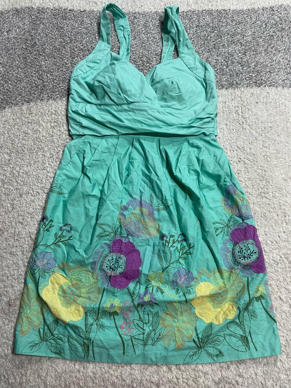 Alyn Paige New York Women Size 3/4 Convertible Straps Floral Mini Dress Green